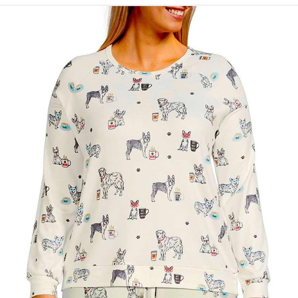NWT  women size L, PJSalvage dog print soft pajama top! Adorable motif!